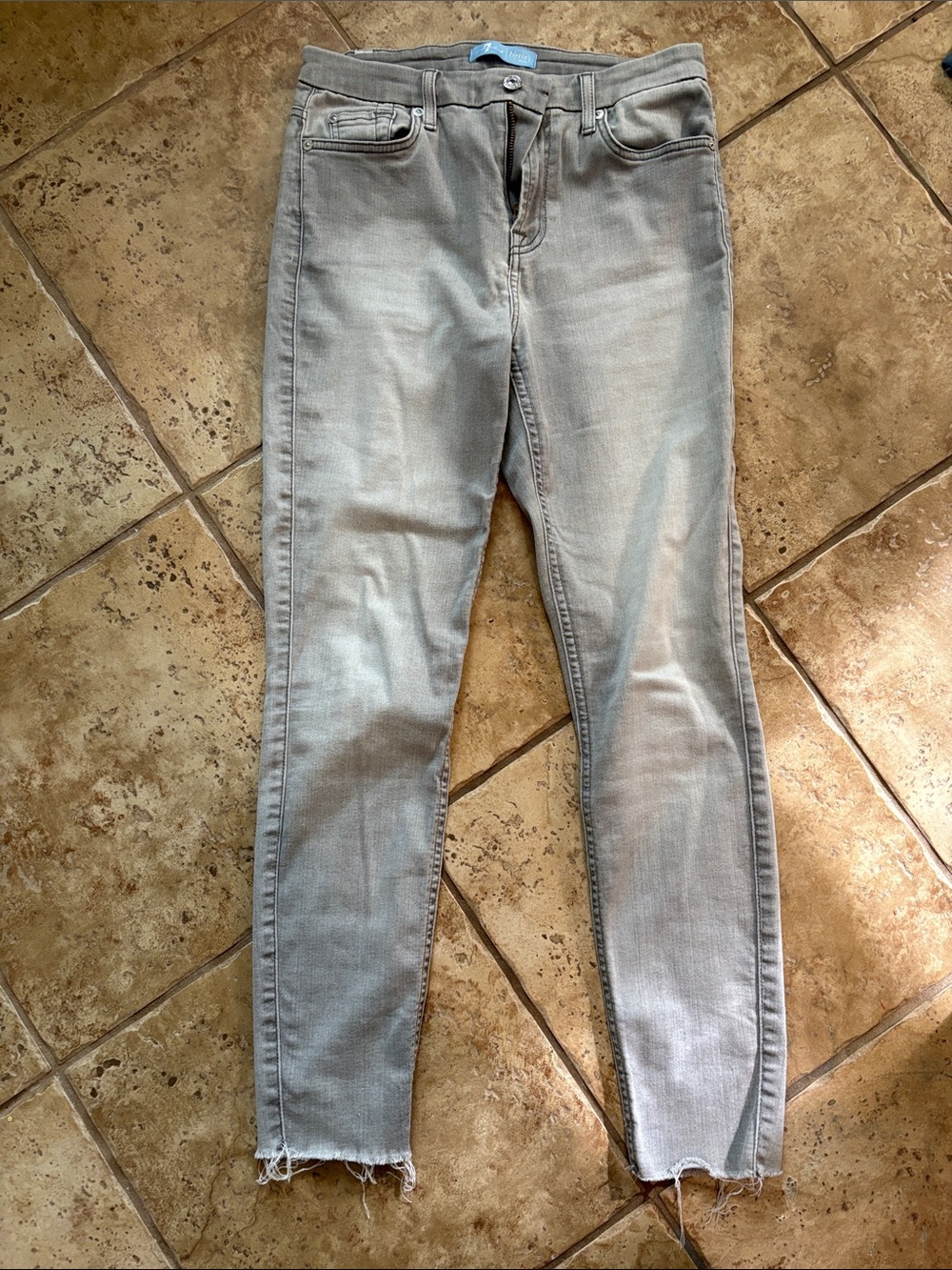 7 For All Mankind Light Gray Skinny Jeans